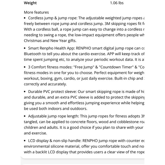 RENPHO Black Jump Rope with Digital Counter - Picture 4 of 4